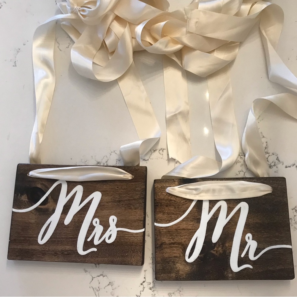 Bride and Groom Chair Signs